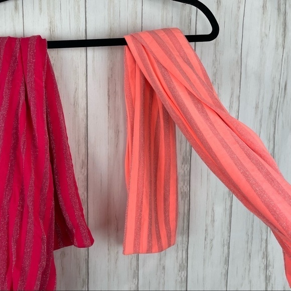 Victoria Secret striped scarves sparkle peach and red - Picture 2 of 4